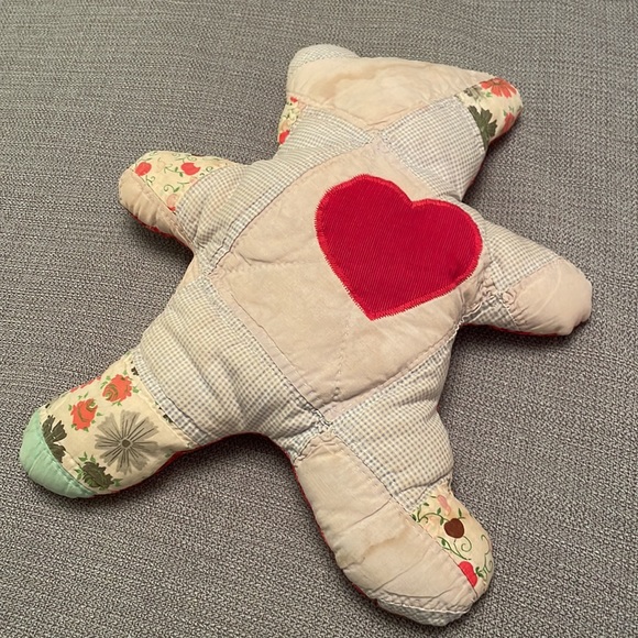 Vintage Farmhouse Quilted Bear with Red Heart - Picture 7 of 7